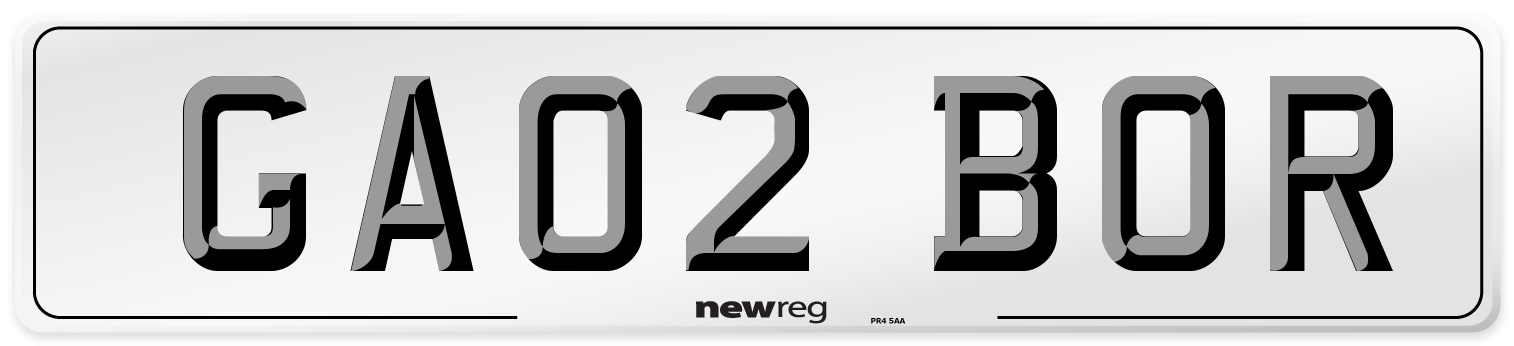 GA02 BOR Number Plate from New Reg